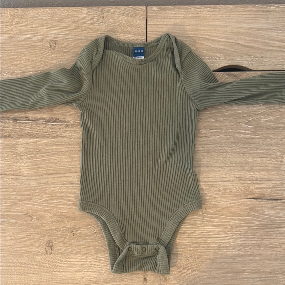 Olive Green Ribbed Kids One Piece 12-18 MONTHS